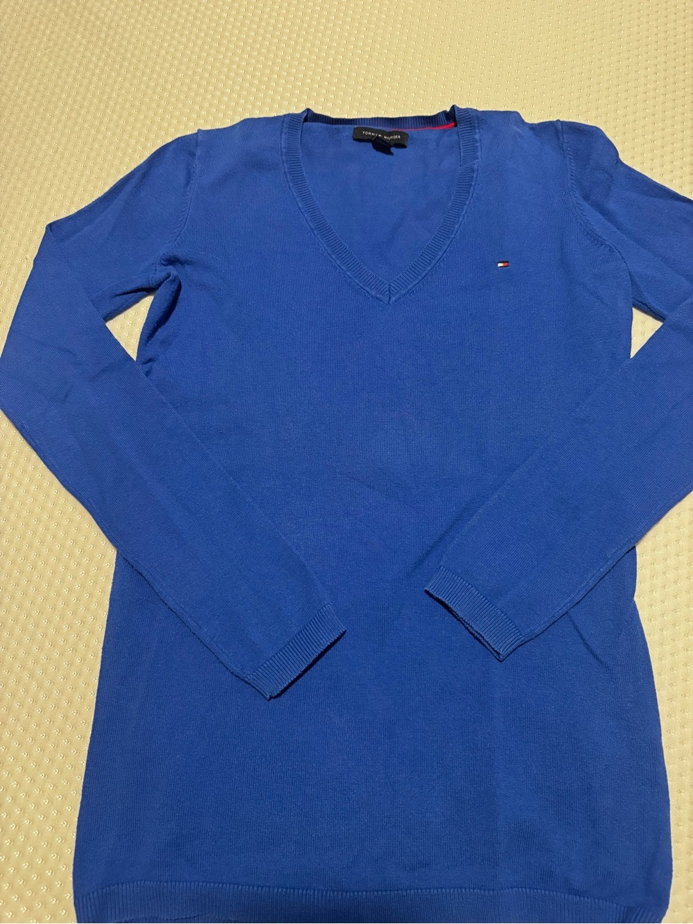Tommy Hilfiger Women's Bright Blue V-Neck Knit Sweater XXS